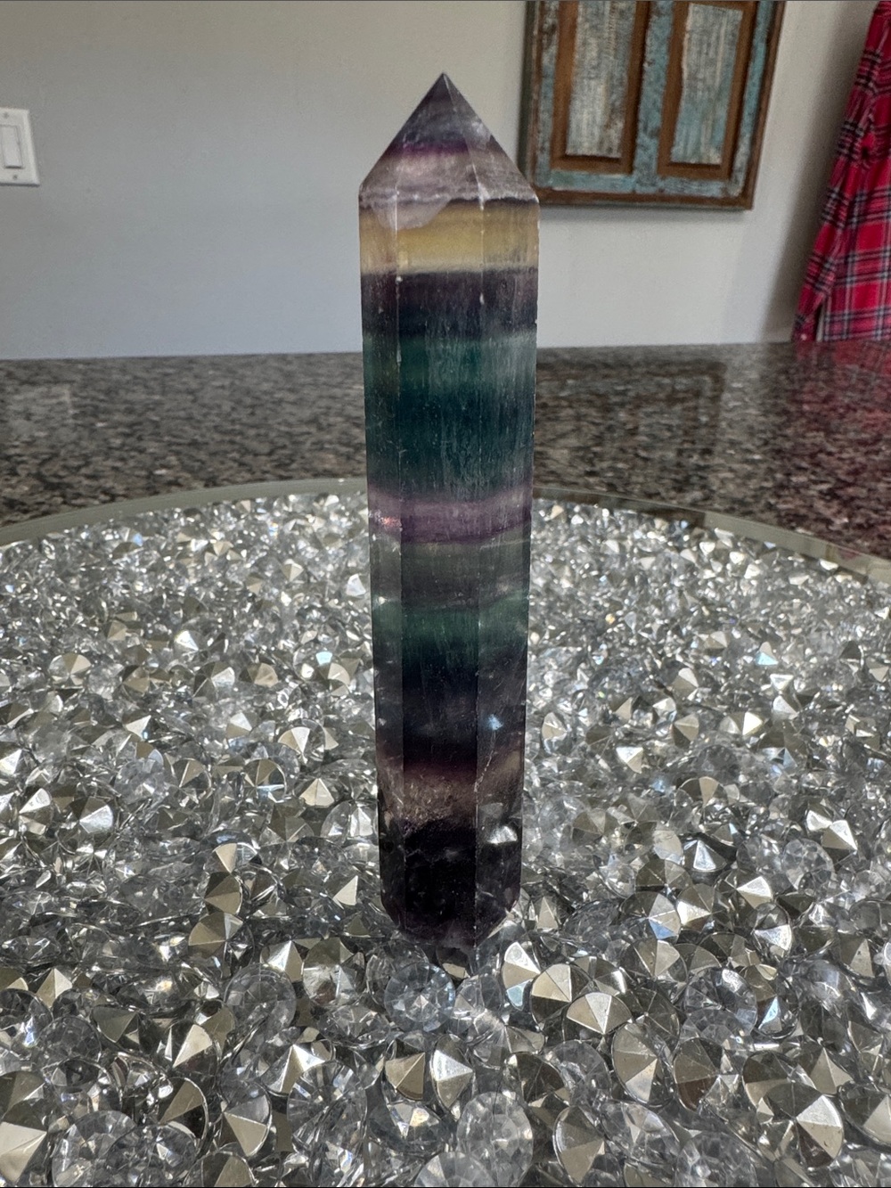 Multicolor Fluorite Tower Accent - Green, Purple & Cream